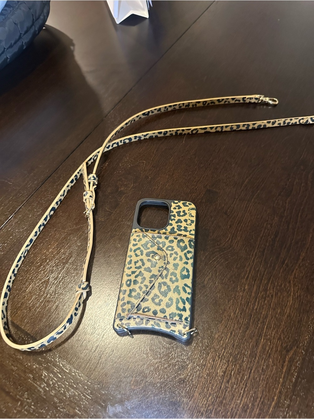 Bandolier Leopard Pattern Phone Case with Tan Strap